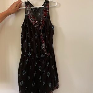 Art Class Black Romper with Patterns